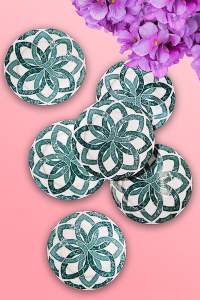 Porland Hedera 6 Piece Flat Plate Set 24 Cm
