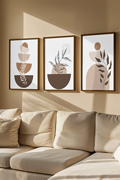 Artavessa 3 Piece Real Wood Colored Framed Painting Set - Model 4