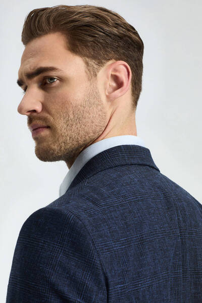 Hemington Linen Wool Blend Navy Blue Summer Blazer Jacket