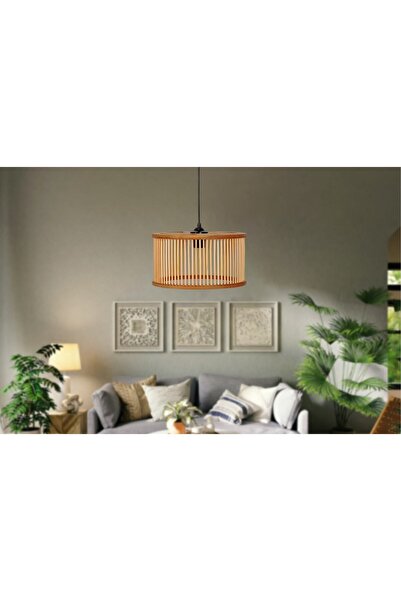 AHŞAP FABRİKASI Rustik Serisi Papatya Bambu Sarkıt Avize 30cm