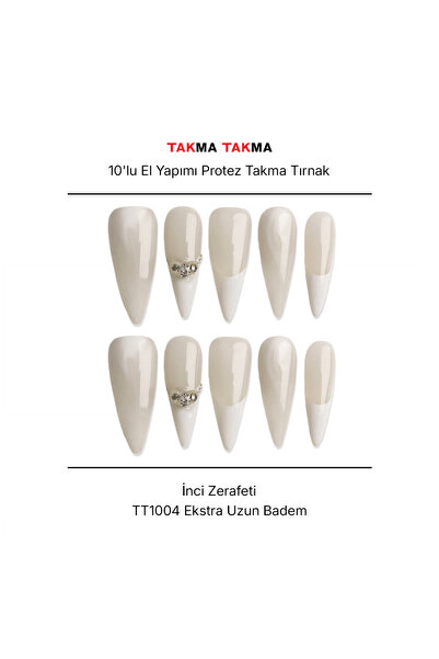 Takma Takma 10'lu Beyaz Uzun Badem TT1004 Tekrar Kullanılabilir El Yapımı Pro...