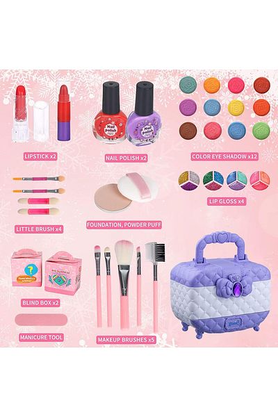 COOYA Kids Makeup Kit, Safe and Non-Toxic, Washable Cosmetic, for 3-12 Year Old Girls Toys(Purple)