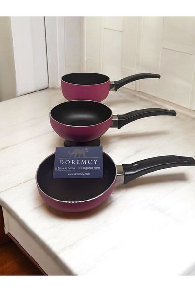 Doremcy Teflon 3-Piece Sauce and Milk Jug Set - Sauce Pan and Mini Milk Jug