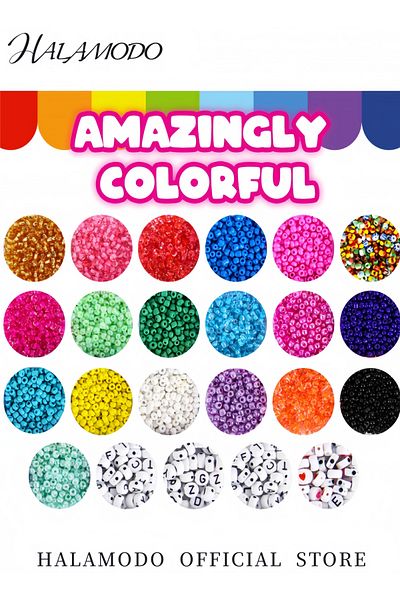 HALAMODO Jewelry Making Kit BeadsGlass Seed Beads for Bracelets 3300+pcs Bead Craft Kit Set