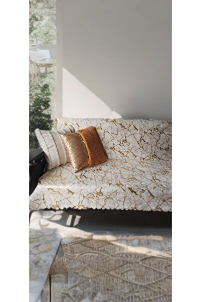 ZADA HOME Koltuk Örtüsü varakli Desen özel Kaymaz taban süngerli{ 1 Ad } ölçüm 160x200 cm Çekyat Örtüsü altin