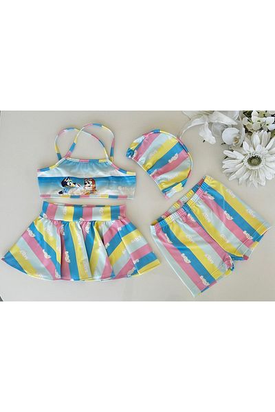 By Piera Set de costum de baie cu bikini pentru fete cu uscare rapidă - 4 piese 86670