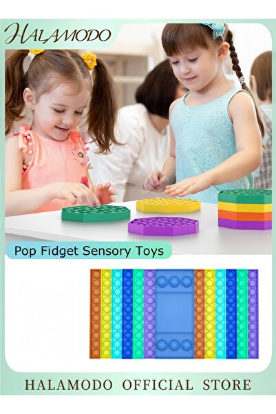 HALAMODO مجموعة ألعاب حسية من بوب فيدجيت لتخفيف التوتر من السيليكون للأطفال ا...