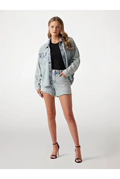 Guess سترة WESTERN SHACKET نسائية باللون الأزرق W5GN90D5LQ2-GRBG