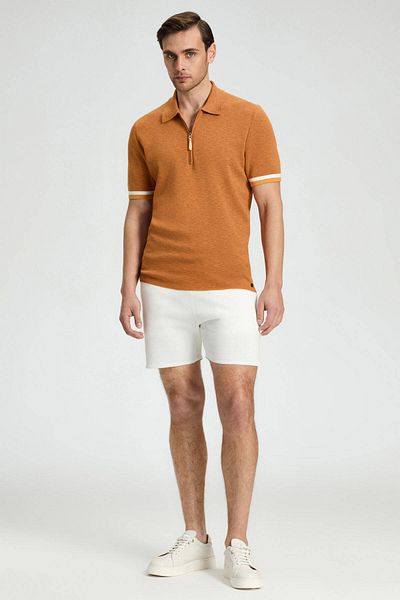 Hemington Pure Cotton Sleeves Stripe Detail Orange Knitwear Polo