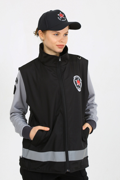 ModaCanel Yeni Tip Güvenlik Yazlık Yazlık İçi Fileli Siyah Yelek (Armalı, Baskılı)