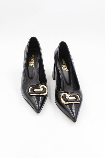 ENDİCAN Women's High Heels - Shocked Black Crinkled Patent Leather Model