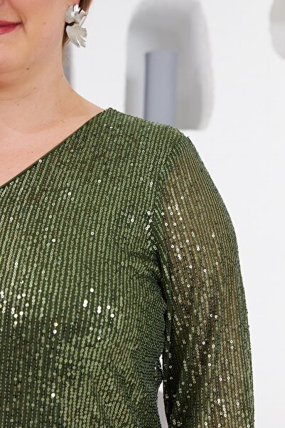 RMG Μπλούζα με επένδυση μεγάλου μεγέθους - Χακί