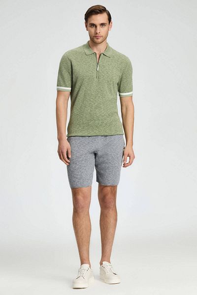 Hemington Pure Cotton Sleeves Stripe Detail Dark Green Knitwear Polo