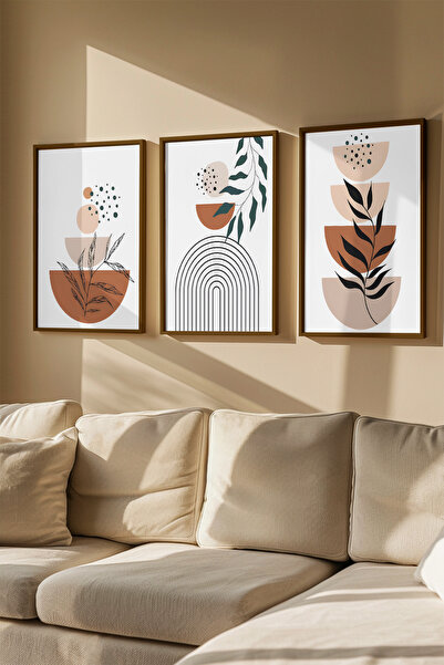Artavessa 3 Piece Real Wood Colored Framed Painting Set - Model 14