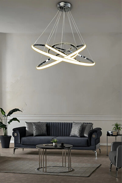 RSCOLLECTIONS Alex 4'lü Çember Modern Tasarım - 3 Renk Kumandalı Krom