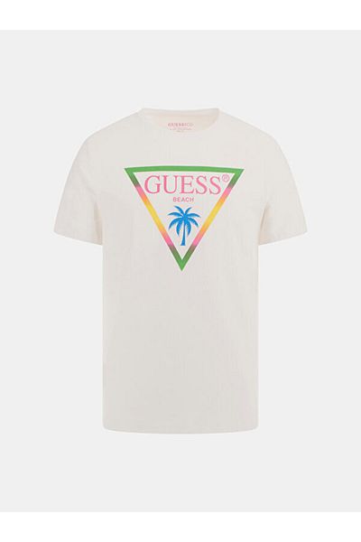 Guess Tricou alb pentru bărbați Ss Cn Triangle Palm Tee F5gı00j1314-g011