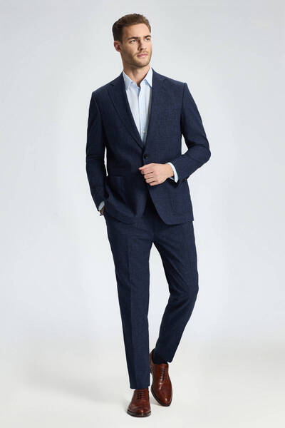 Hemington Linen Wool Blend Navy Blue Summer Blazer Jacket