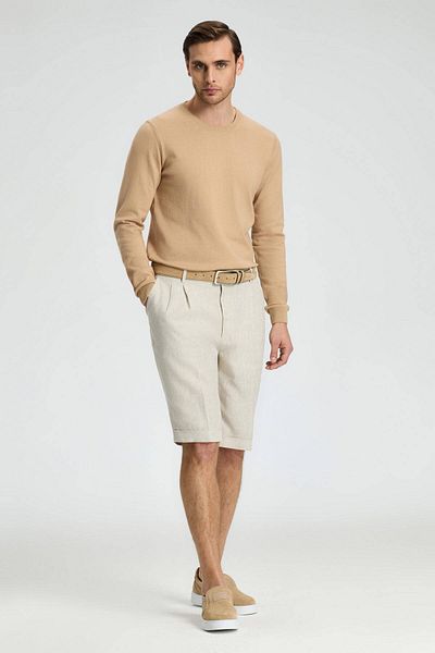 Hemington Pure Linen White Pleated Shorts