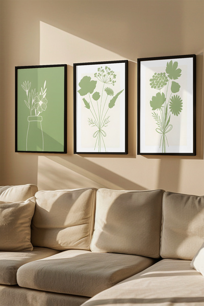 Artavessa 3 Piece Real Wood Colored Framed Painting Set - Model 29