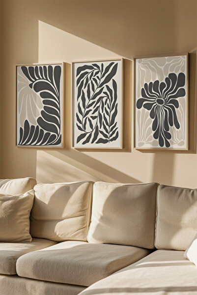 Artavessa 3 Piece Real Wood Colored Framed Painting Set - Model 32