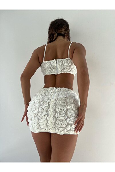 pink life Λευκό τρισδιάστατο λουλούδι με φερμουάρ Λεπτομέρεια