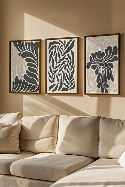 Artavessa 3 Piece Real Wood Colored Framed Painting Set - Model 32