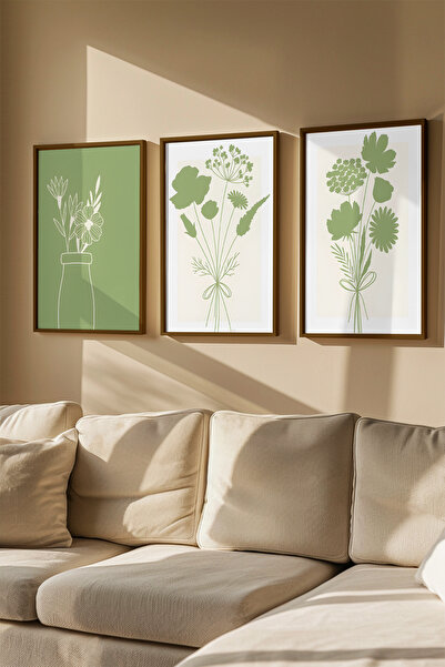 Artavessa 3 Piece Real Wood Colored Framed Painting Set - Model 29