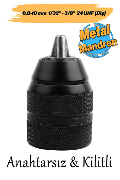 Badem10 Kilitli Metal Mandren Adaptör Anahtarsız 0.8-10 mm 1/32"-3/8" UNF (Di...