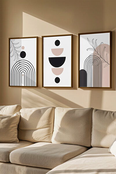 Artavessa 3 Piece Real Wood Colored Framed Painting Set - Model 42