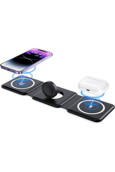 Shopi IMPUVERS Wireless Charger 3 in 1, Magnetic Foldable Wireless Charging Station