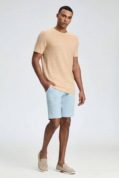 Hemington Pure Linen Sand Color Crew Neck T-Shirt