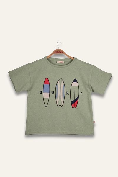 Zeyland Boy's Surf Printed T-Shirt - Green