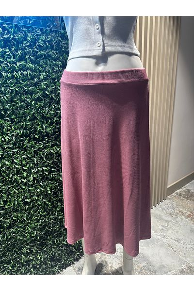 mor butik Purple Boutique Women's Rose Busted Waist Elastic Twist Skirt