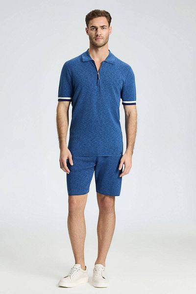 Hemington Pure Cotton Sleeves Stripe Detail Dark Blue Knitwear Polo