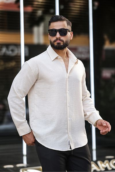 çerme Μπεζ υπερμεγέθη υφή πουκάμισο