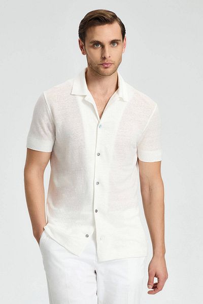 Hemington Pure Linen Short Sleeve White Shirt