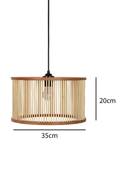 AHŞAP FABRİKASI Rustik Serisi Ottoman Bambu Sarkıt Avize 35cm