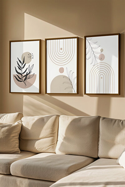 Artavessa 3 Piece Real Wood Colored Framed Painting Set - Model 7