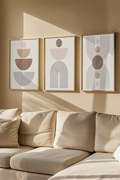 Artavessa 3 Piece Real Wood Colored Framed Painting Set - Model 38