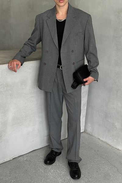HYMAN Men's Oversize Double Breasted Comfortable Suit
