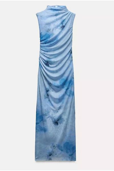 Panku Bizu Design Store Buenavista Drape Detail Tulle Blue Dress
