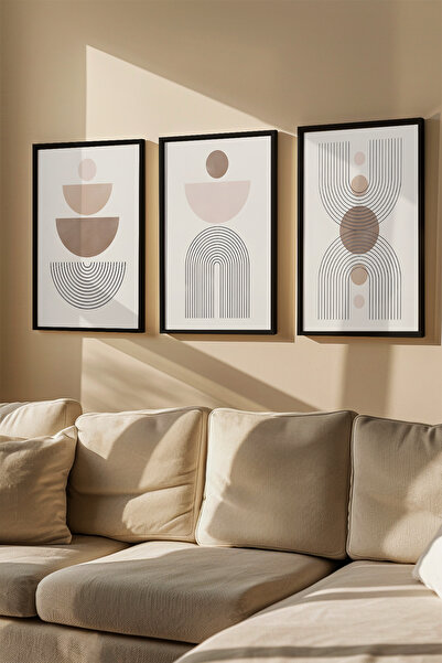 Artavessa 3 Piece Real Wood Colored Framed Painting Set - Model 38