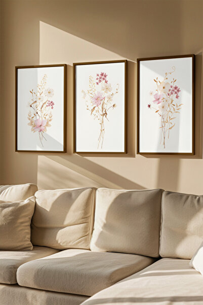 Artavessa 3 Piece Real Wood Colored Framed Painting Set - Model 19