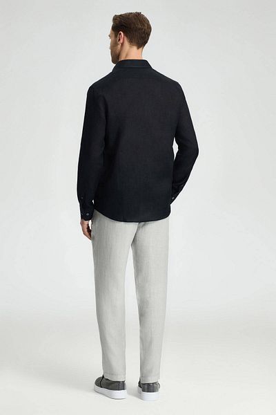 Hemington Black Pure Linen Sports Shirt