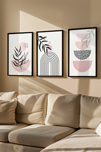 Artavessa 3 Piece Real Wood Colored Framed Painting Set - Model 2