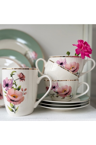 Ambition Tea or coffee serving set, 12 pieces, 6 people, Flores