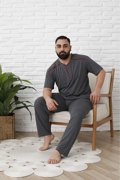 Sude HOMEWEAR ΑΝΔΡΙΚΟ ΣΕΤ ΠΙΤΖΑΜΑ ΜΕ ΜΕΓΑΛΟ ΜΕΓΕΘΟΣ ΚΟΝΤΟΜΑΝΙΚΙ
