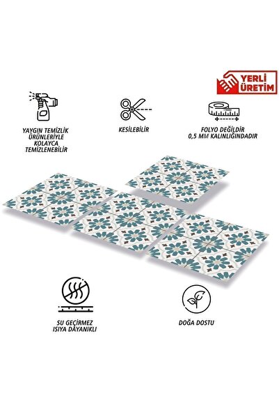 TİNK Kendinden Yapışkanlı Yeşil Çiçek Bahçesi Desenli Pvc Karo 30x30 Cm (33 ADET) 3m2