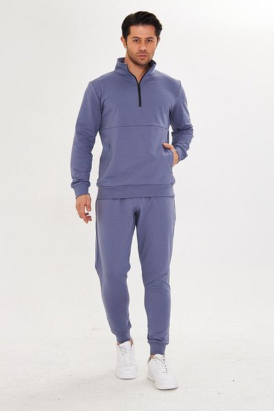 Marco Ferry Σετ ανδρικής φόρμας με μισό φερμουάρ Cotton Grey Melange 5709-G