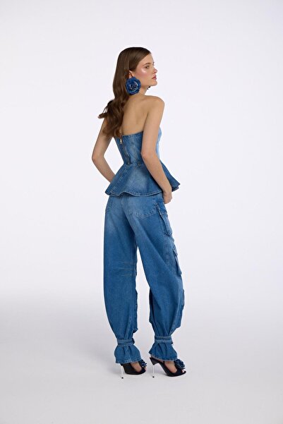 NOK İSTANBUL Bloom Serisi Peony Denim Büstiyer LİGHT BLUE